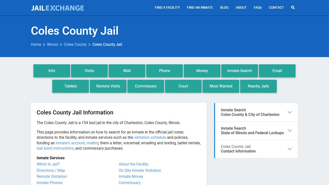 Coles County Jail, IL Inmate Search, Information